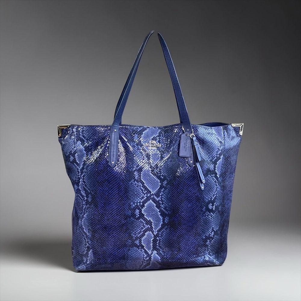 Coach XL Josie Blue Glass Python-Print Leather Tote